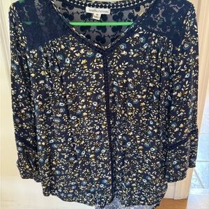 JohnPaulRichard Blue and Cream Blouse